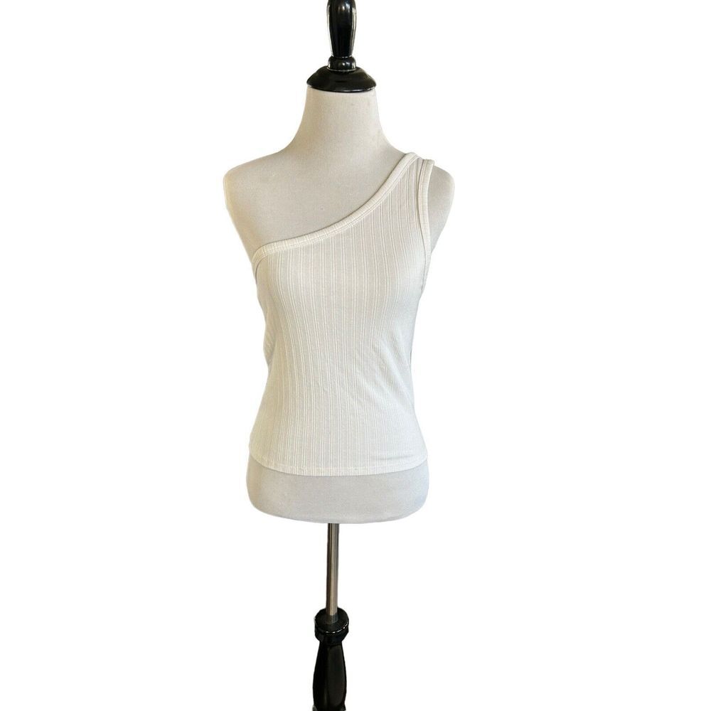 American Eagle‎ Size M Sleevless White Crop Top One Shoulder Y2K